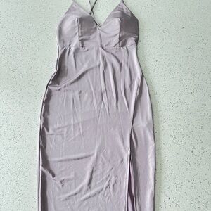 Windsor Lilac Bodycon Midi Dress With Slit. Built in bra pads size small